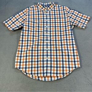 Croft & Barrow Men’s Orange & Blue Plaid Short Sleeve Button Down Shirt, L(tall)